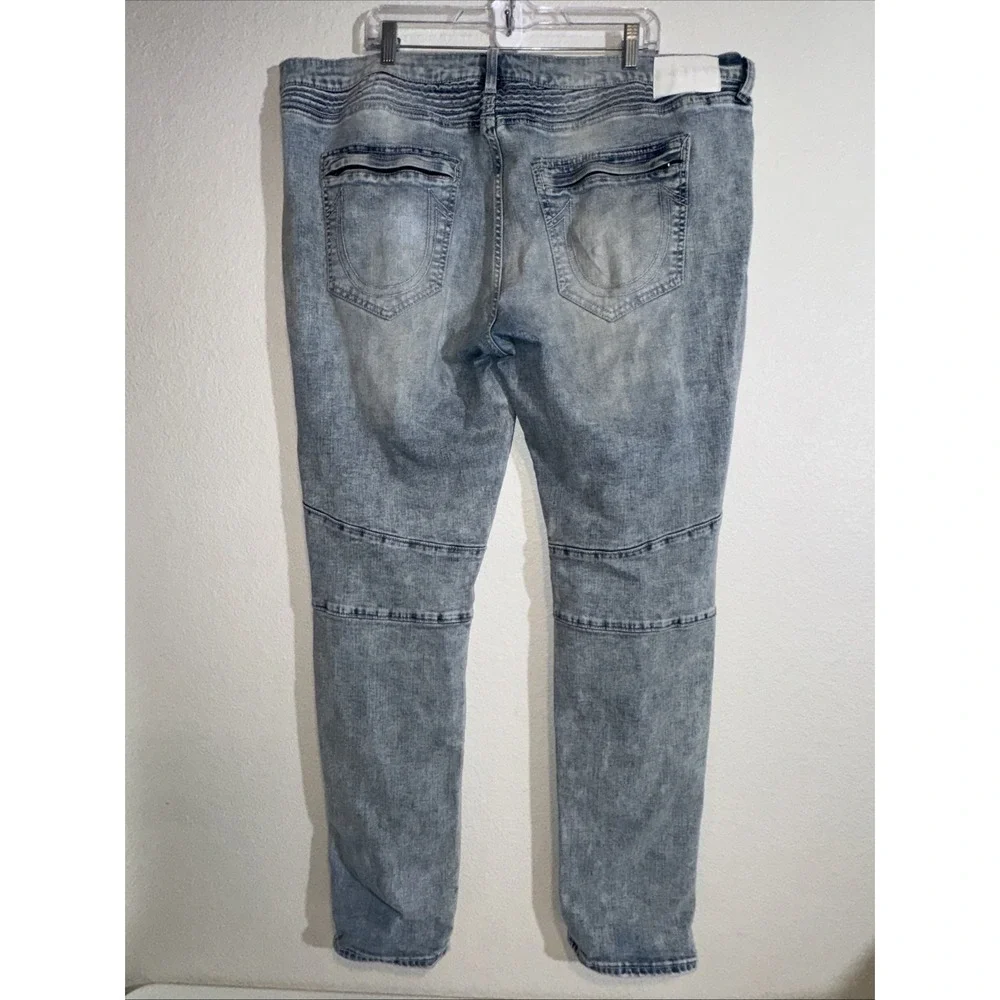 True Religion Men's Jeans 44X34 Rocco Motto Skinny Bleached Distressed